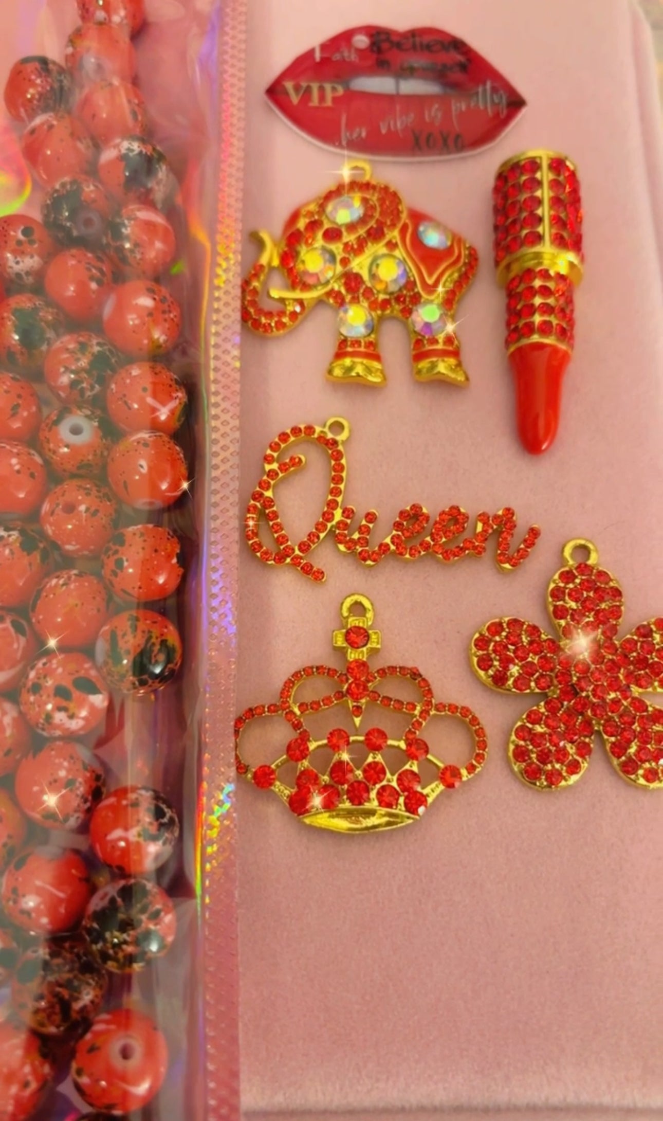 Red/Gold Charm/Bead Bundle