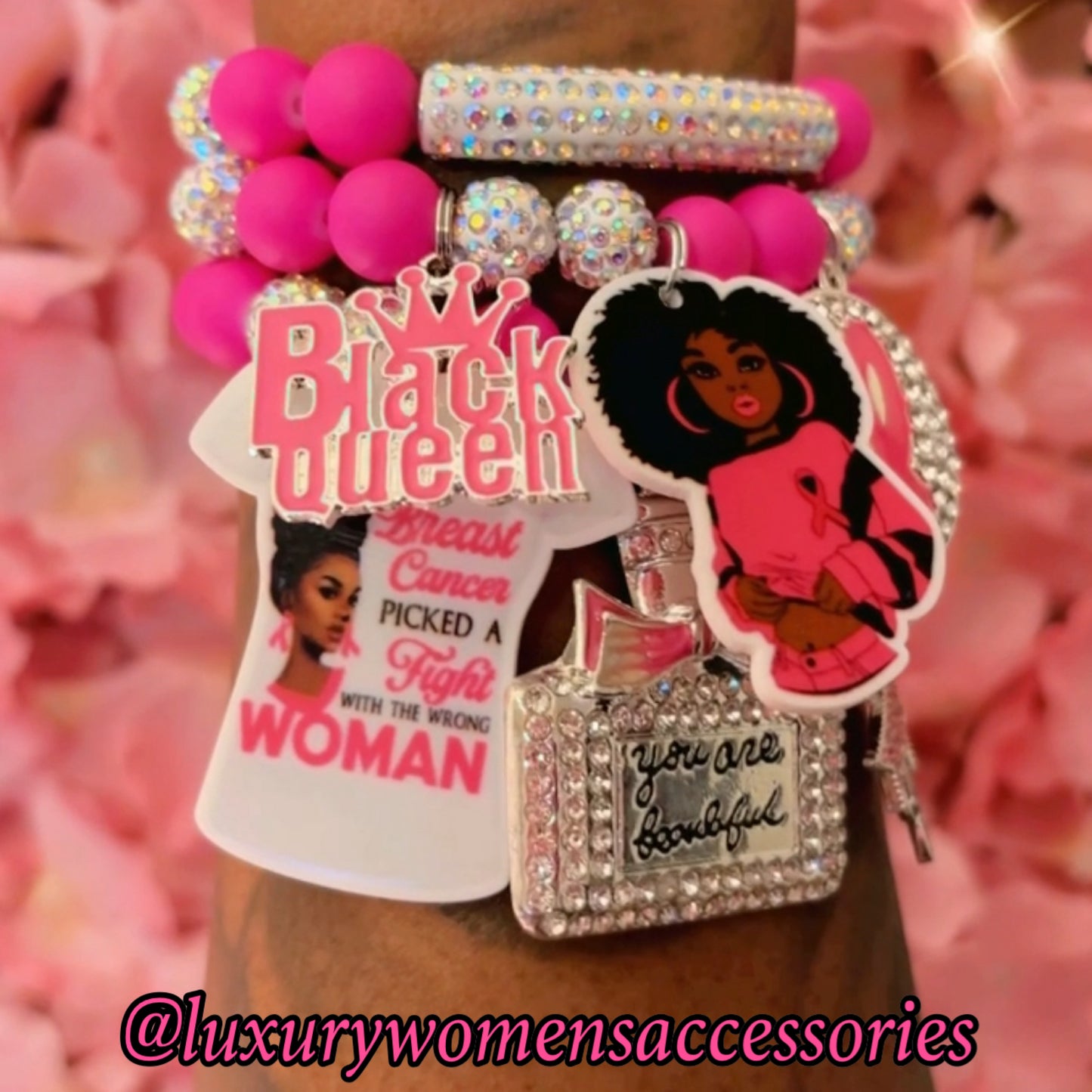 “Glam” Breast Cancer Awareness Bracelet(set of 3)