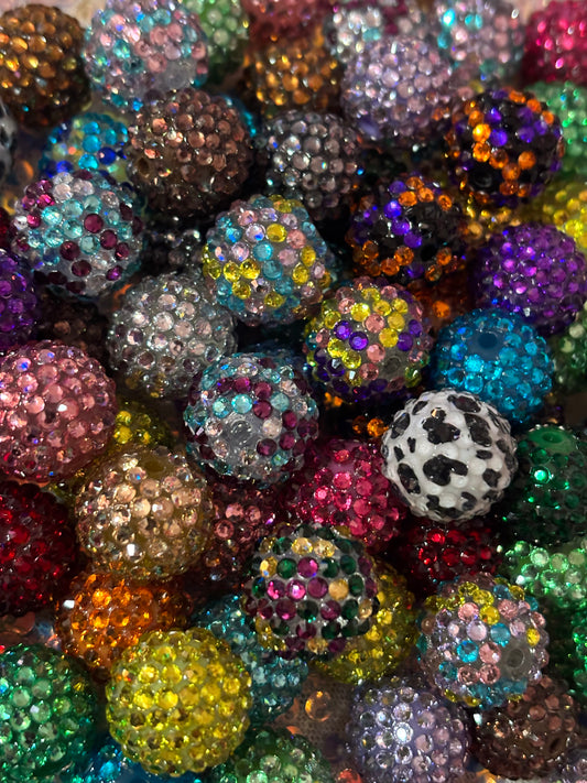 20MM "Dark" Mix Rhinestone Beads(set of 10)