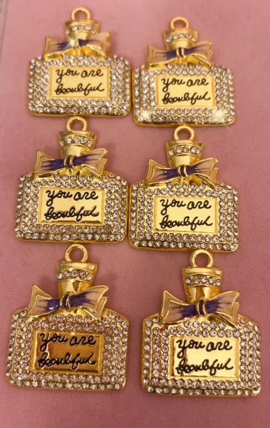 Gold/Purple “You Are Beautiful” Bottle Charms(1pc.)