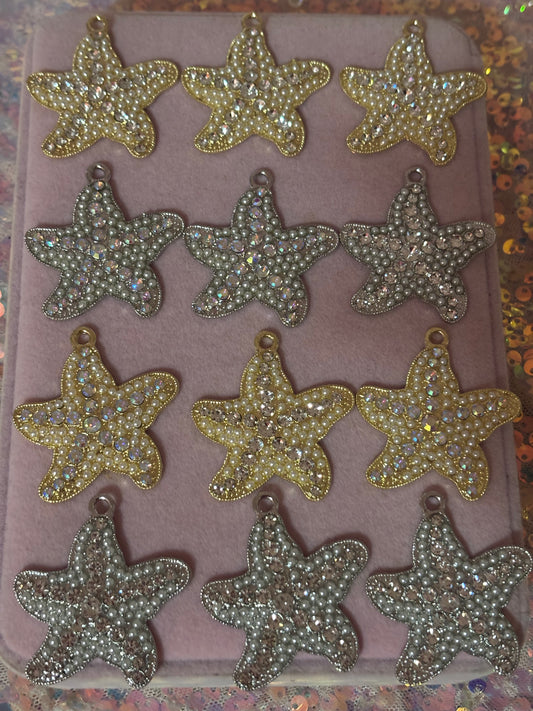 "Bling" Pearl Starfish Charms(1pc.)