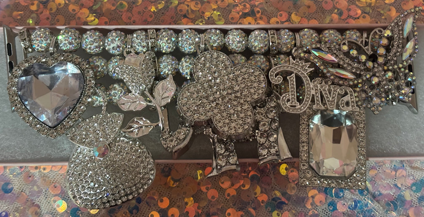 Silver Bling Beaded Watchband(42/44/45MM)