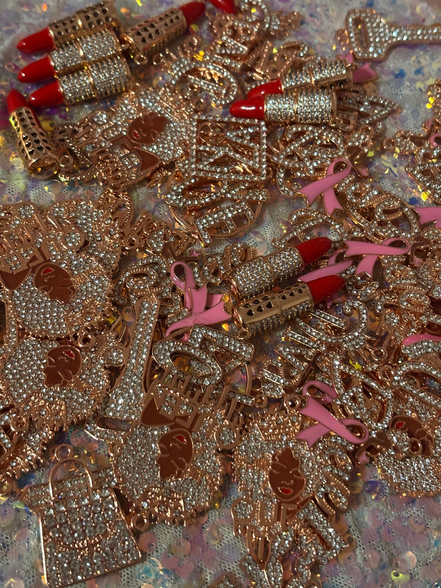 "Deluxe" Rose Gold “ Bling” Charms(set of 10)