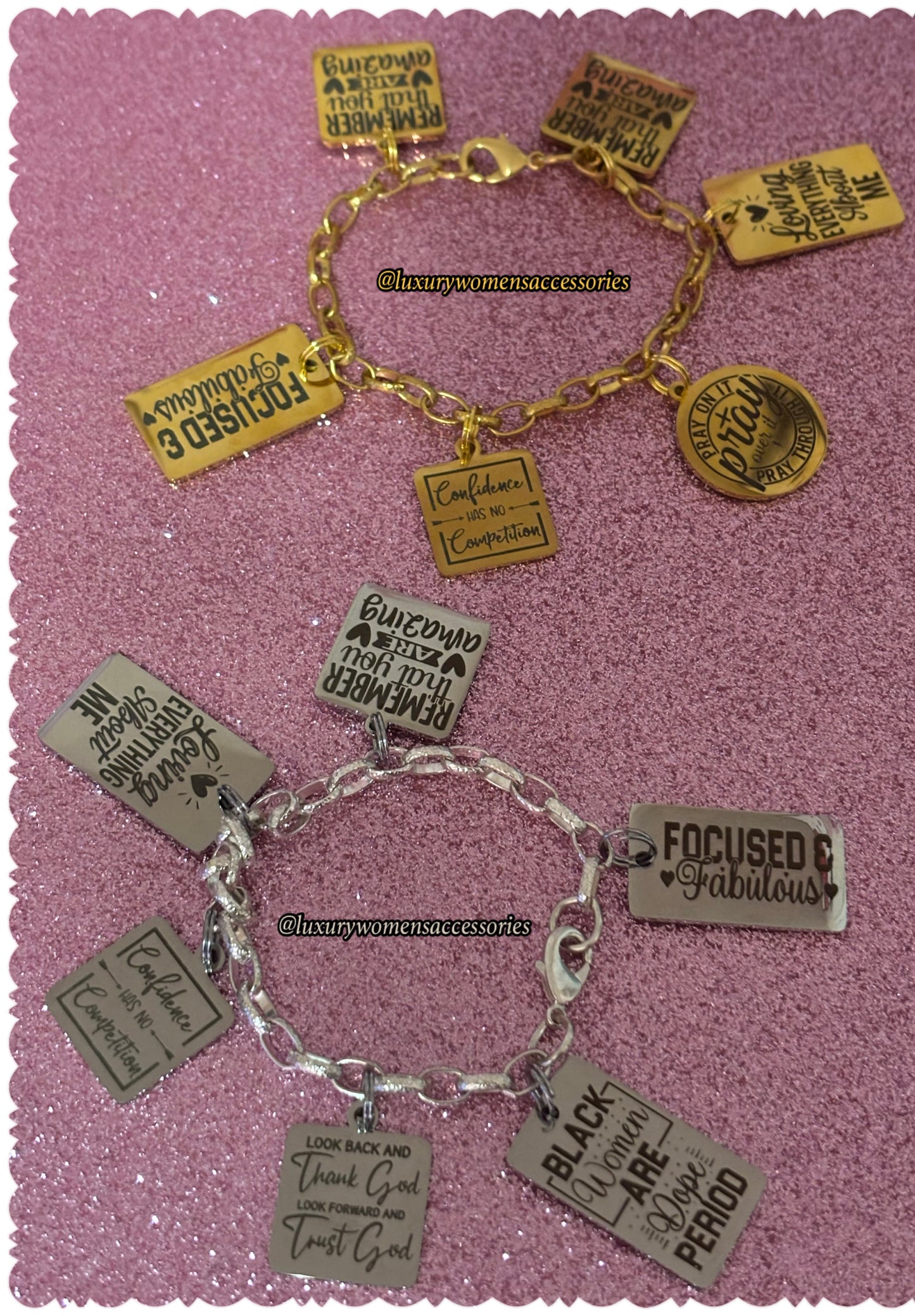 "Affirmations" Charm Bracelet(1pc.)