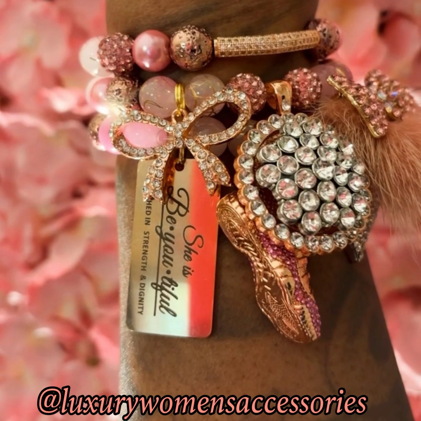 “She Is Beautiful” Beaded Bracelet Set(set of 3)