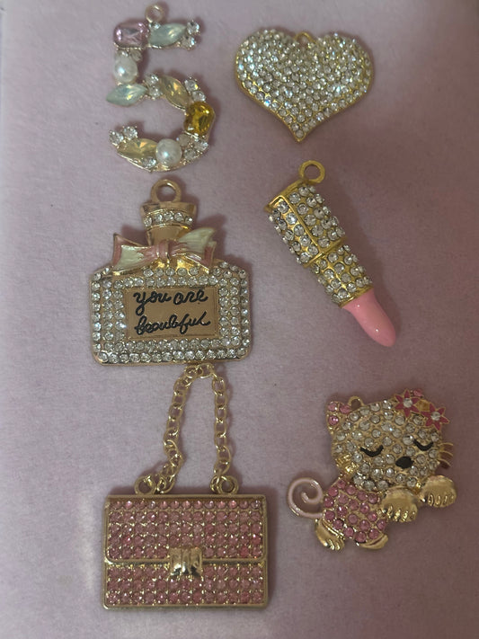 Gold/Pink Charm Set(set of 6)