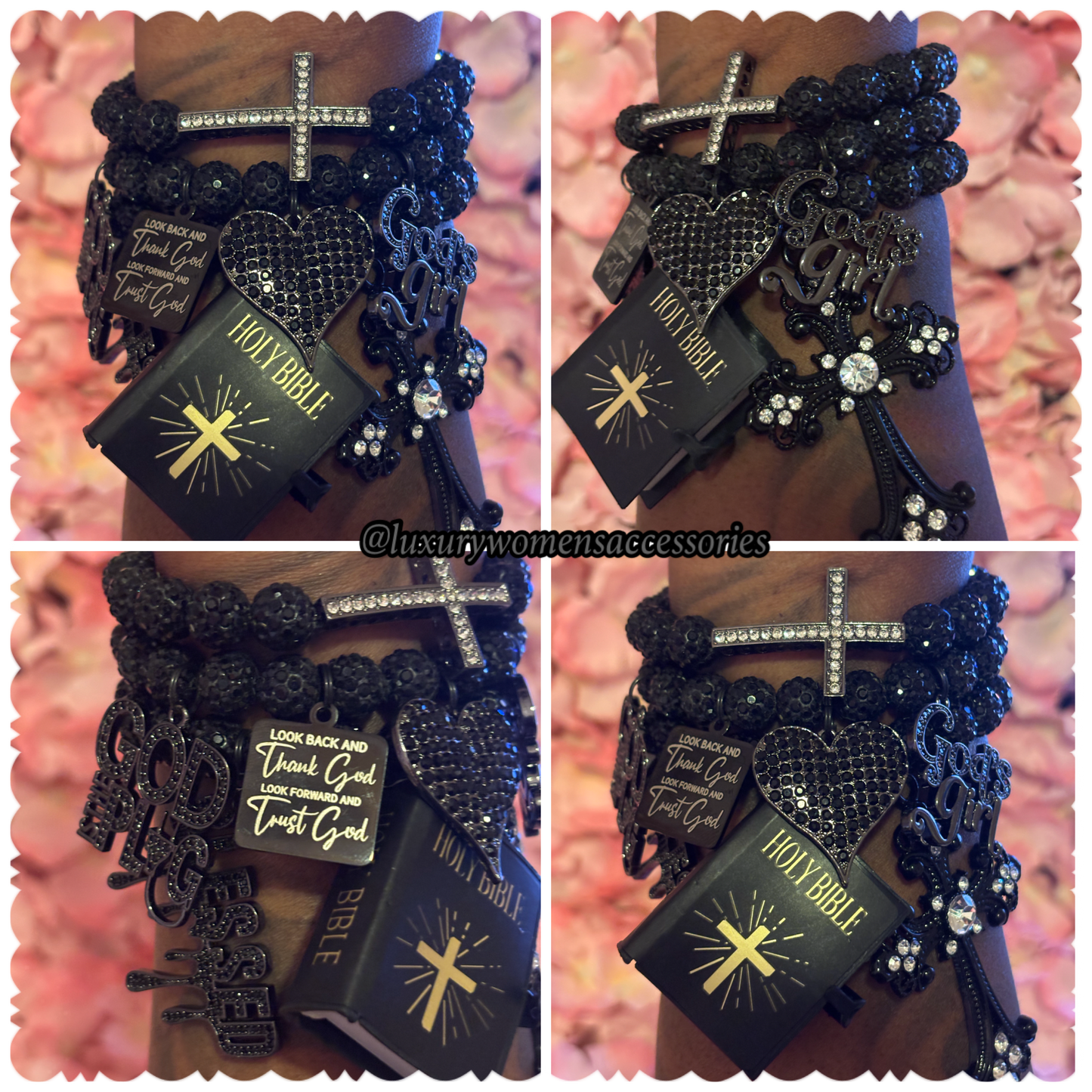"Restocked" Black Religious Beaded Bracelet Set(set of 3)