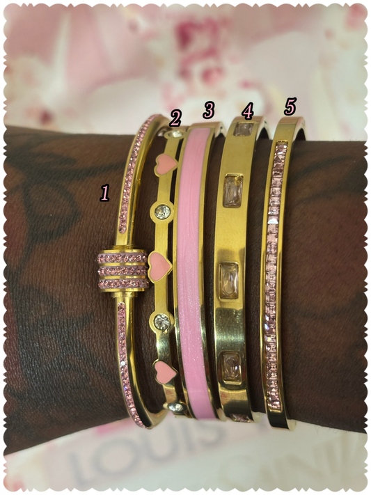 “Luxurious” Pink/Gold Bangle Bracelets(1pc.)