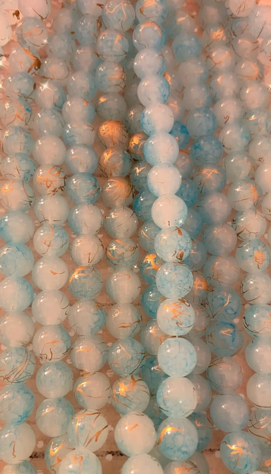 Blue/Gold Speck Beads(40ct.)