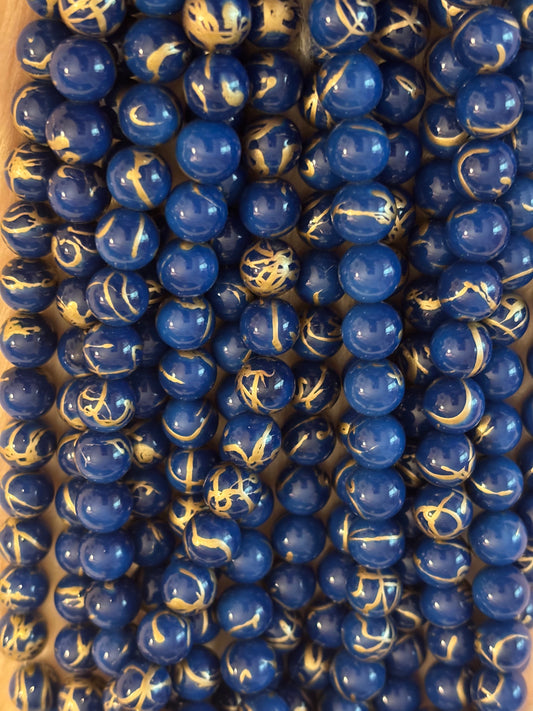 Royal Blue/Gold Beads(40ct.)