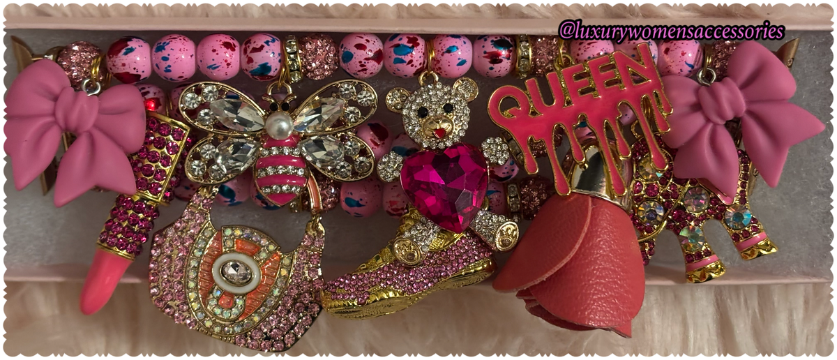 "Restocked" “Pink Splatter” Beaded Watchband(42/44/45/49MM)
