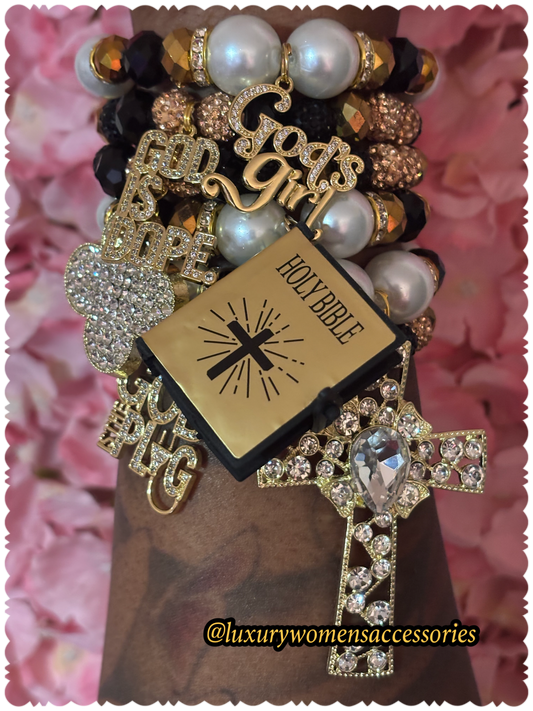 Religious Beaded Bracelet Stack(set of 6)