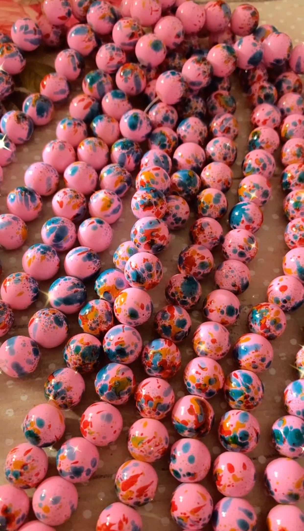 Pink Splatter Beads(40ct.)