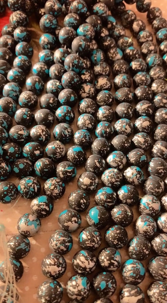 Black/Teal Splatter Beads