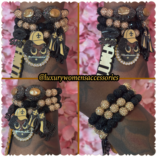 “Restocked” Saints Beaded Bracelet Set(set of 3)