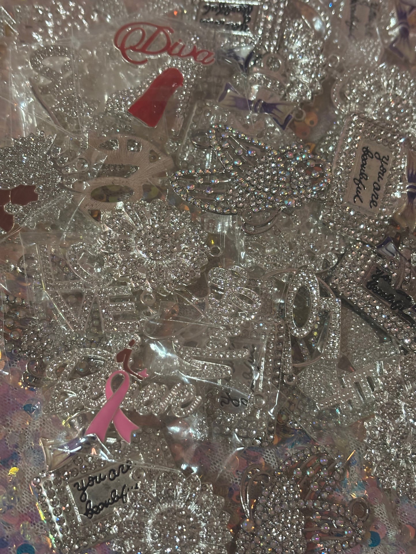 "New" Silver Bling Charm Mix(set of 10)