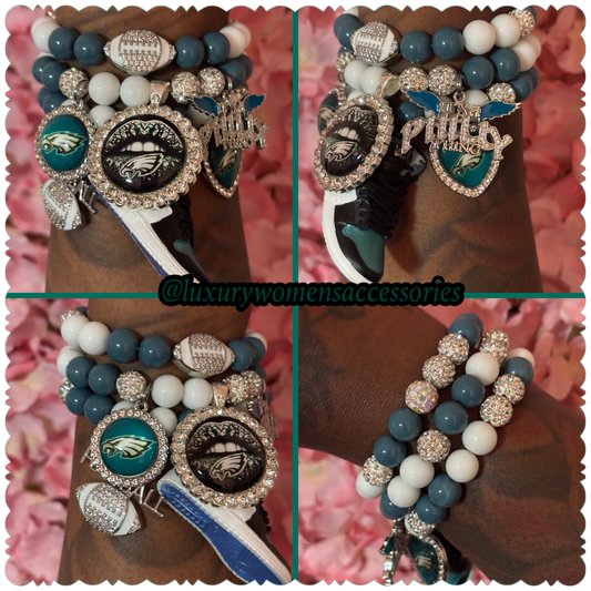 "Restocked" Eagles Beaded Bracelet Set(set of 3)