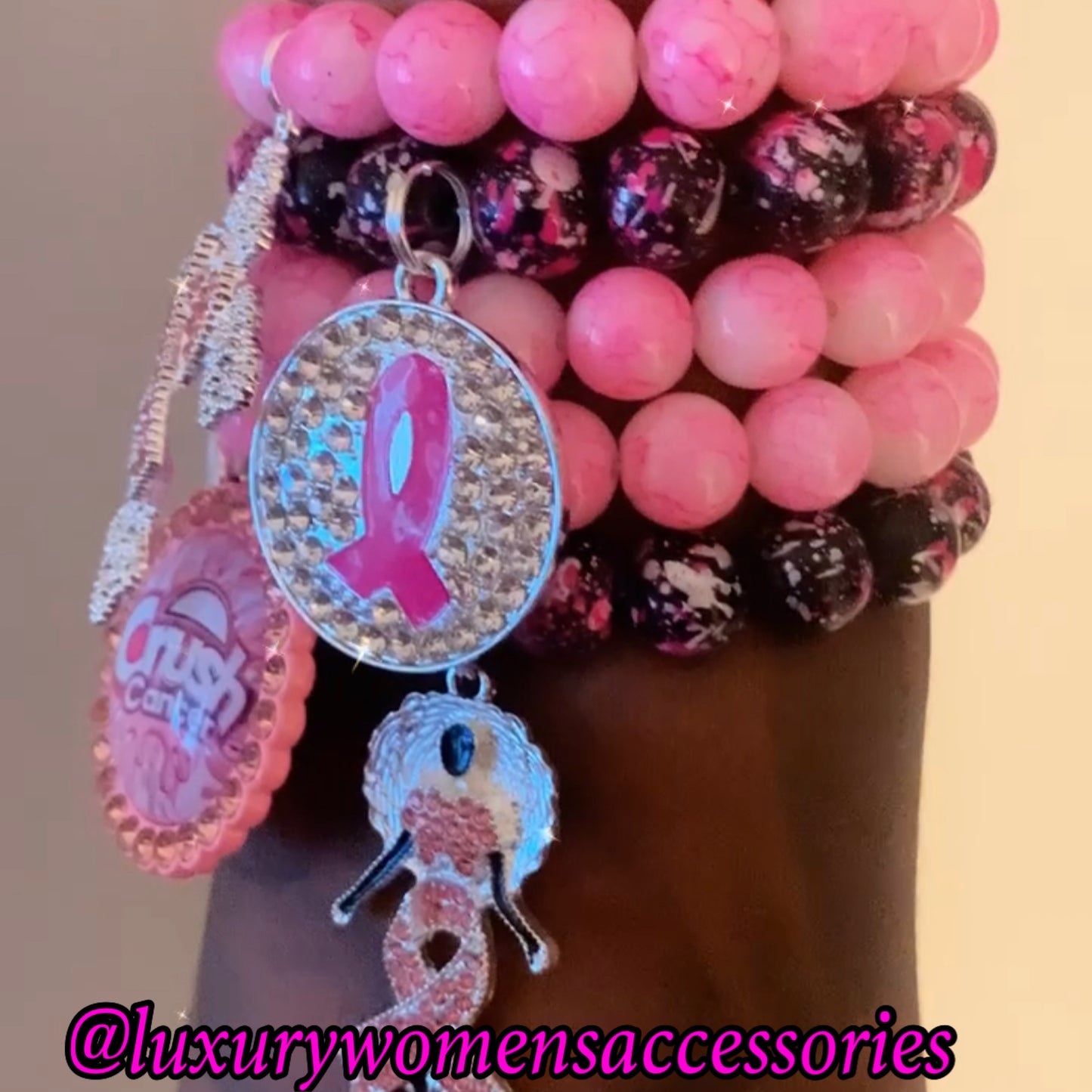 Breast Cancer Awareness Beaded Bracelets(1pc.)