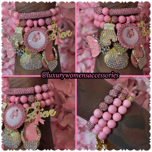 “Restocked" "LUX” Breast Cancer Awareness Bracelet(set of 3)