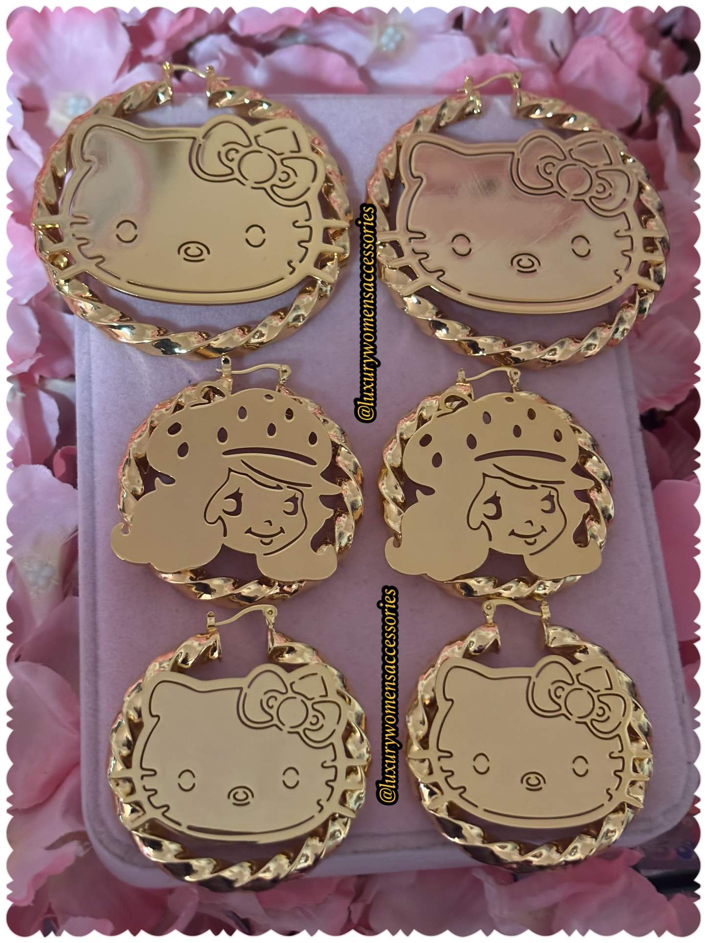 Gold "Character" Hoop Earrings(Ready To Ship)