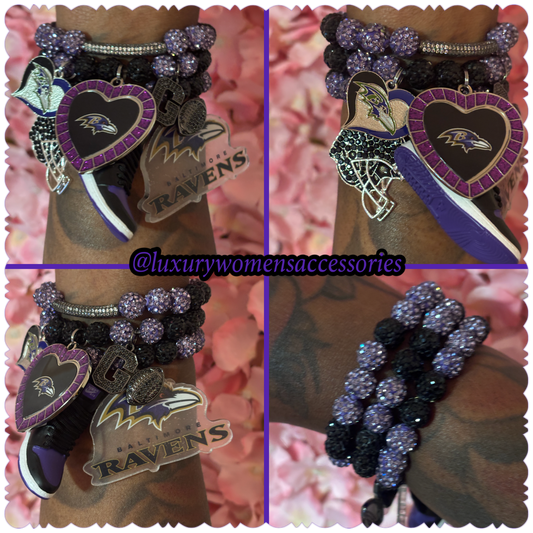 "Ravens" Beaded Bracelet Set(set of 3)