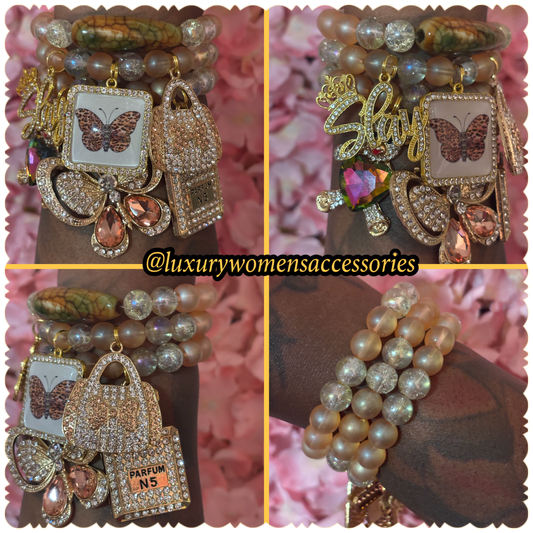 "LUX" Butterfly Beaded Bracelet Set(set of 3)