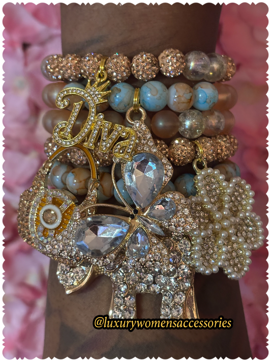 "Luxurious" "Fall" Beaded Bracelet Stack(set of 5)