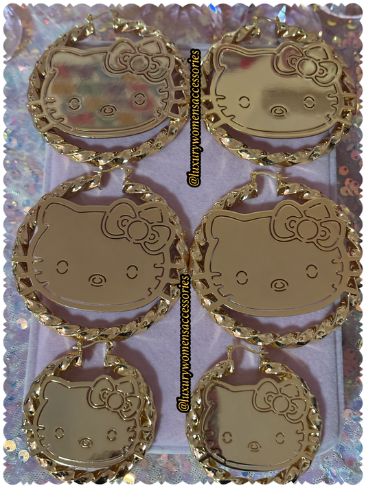 Gold "HK" Hoop Earrings(Ready To Ship)