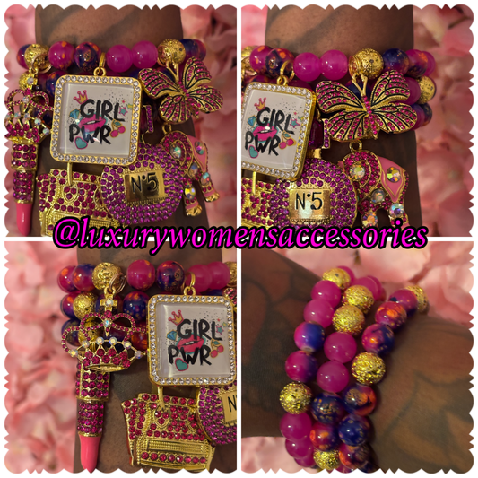 “Girl Power” Beaded Bracelet Set(set of 3)