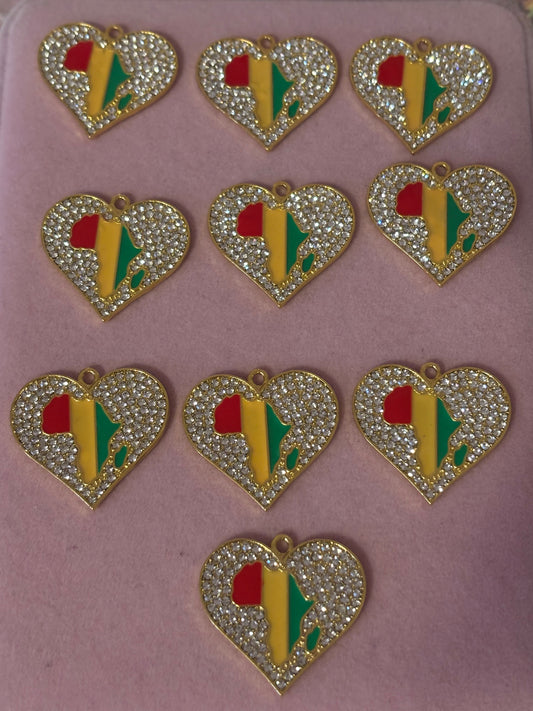 Red/Yellow/Green Gold Heart Charms(1pc.)