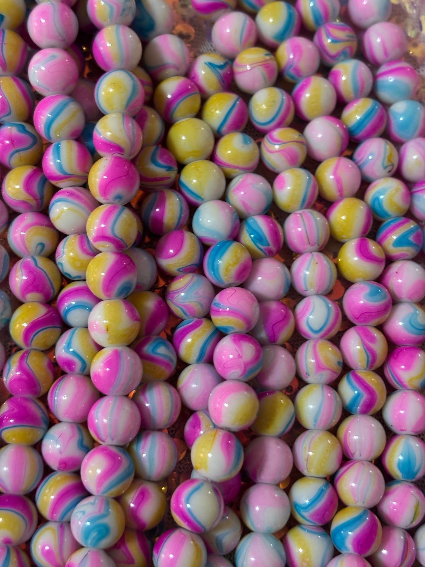 "Pink/Blue" Swirl Beads(40ct)