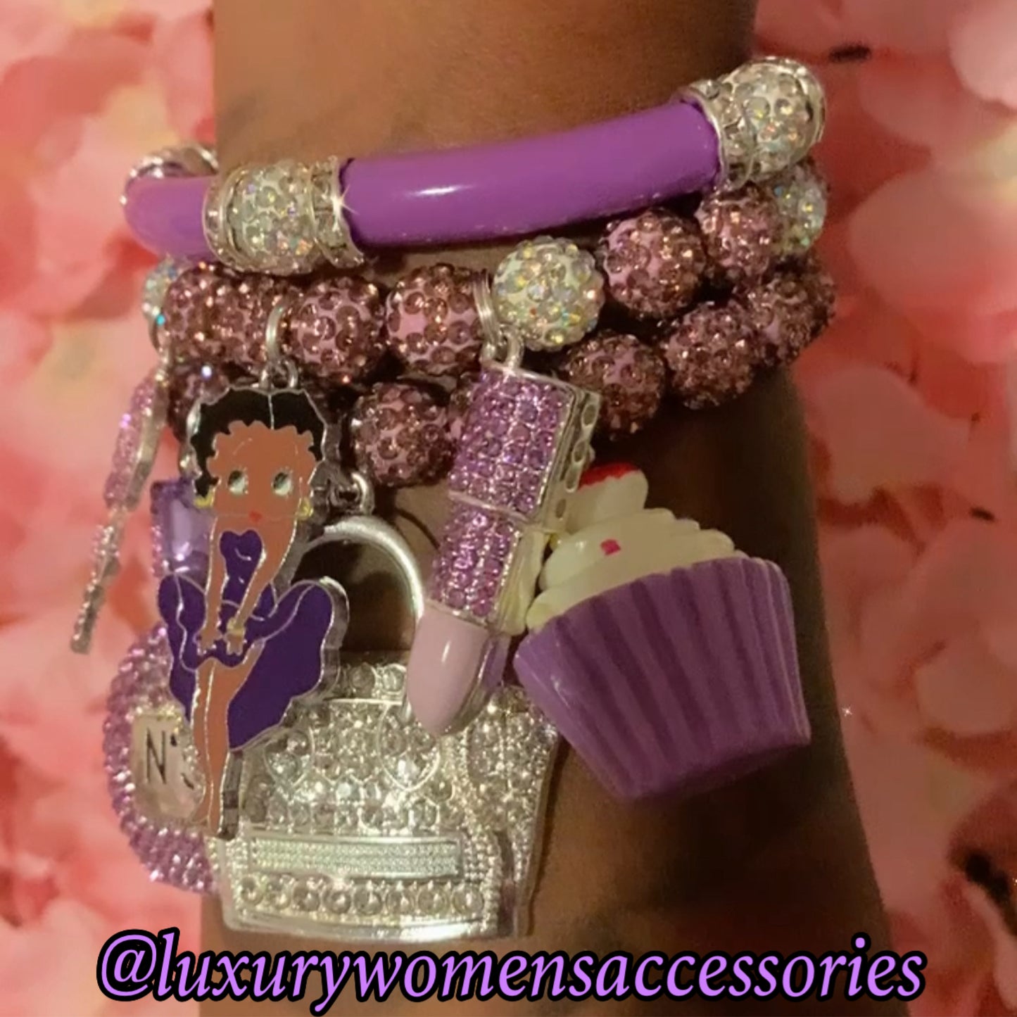 Purple Betty Beaded Bracelet Set(set of 3)
