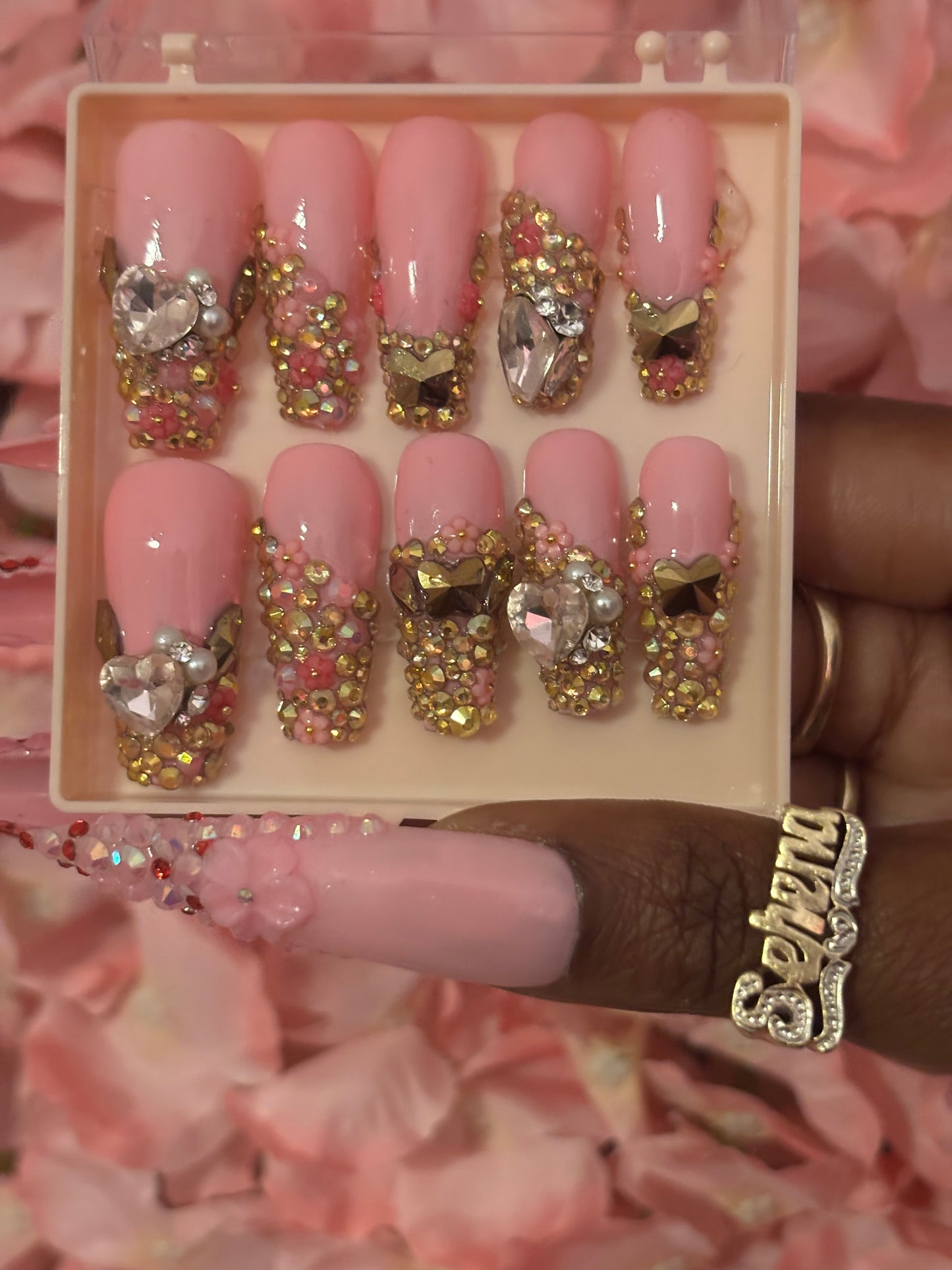 Pink Bling Press-On Nails(Ready To Ship)