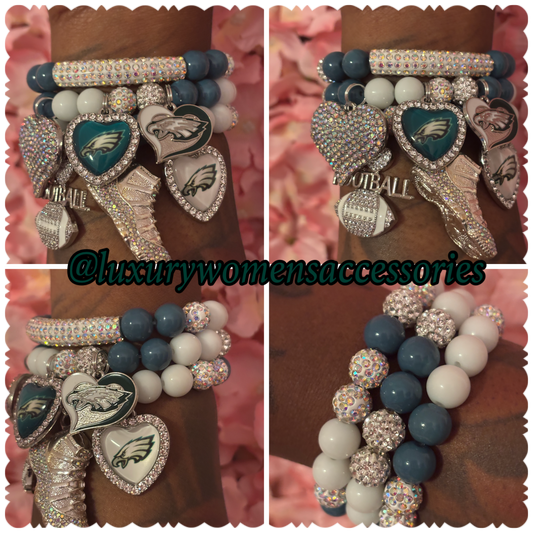 “Restocked” Eagles Beaded Bracelet Set(set of 3)