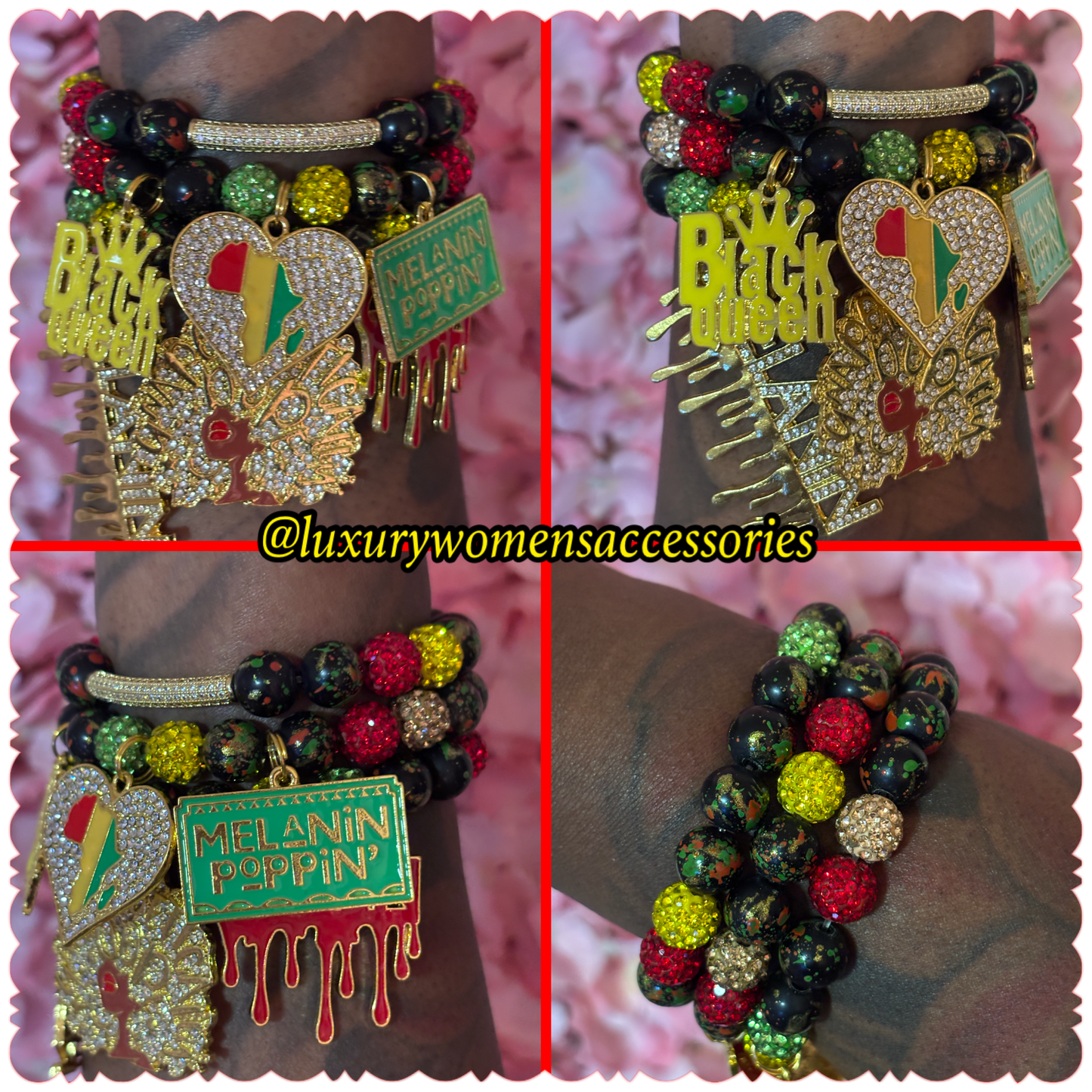 “Black Queen” Beaded Bracelet Set(set of 3)