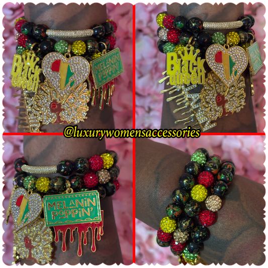 “Black Queen” Beaded Bracelet Set(set of 3)