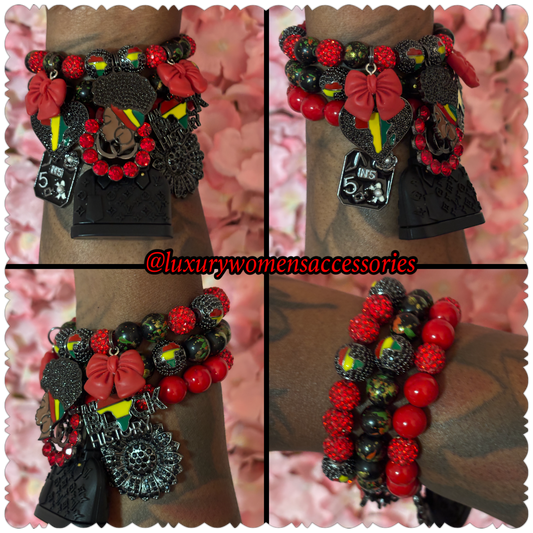 "Black Excellence" Beaded Bracelet Set(set of 3)