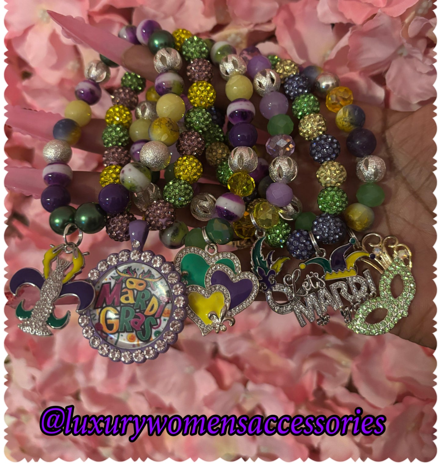 Mardi Gras Beaded Bracelet(1pc.)