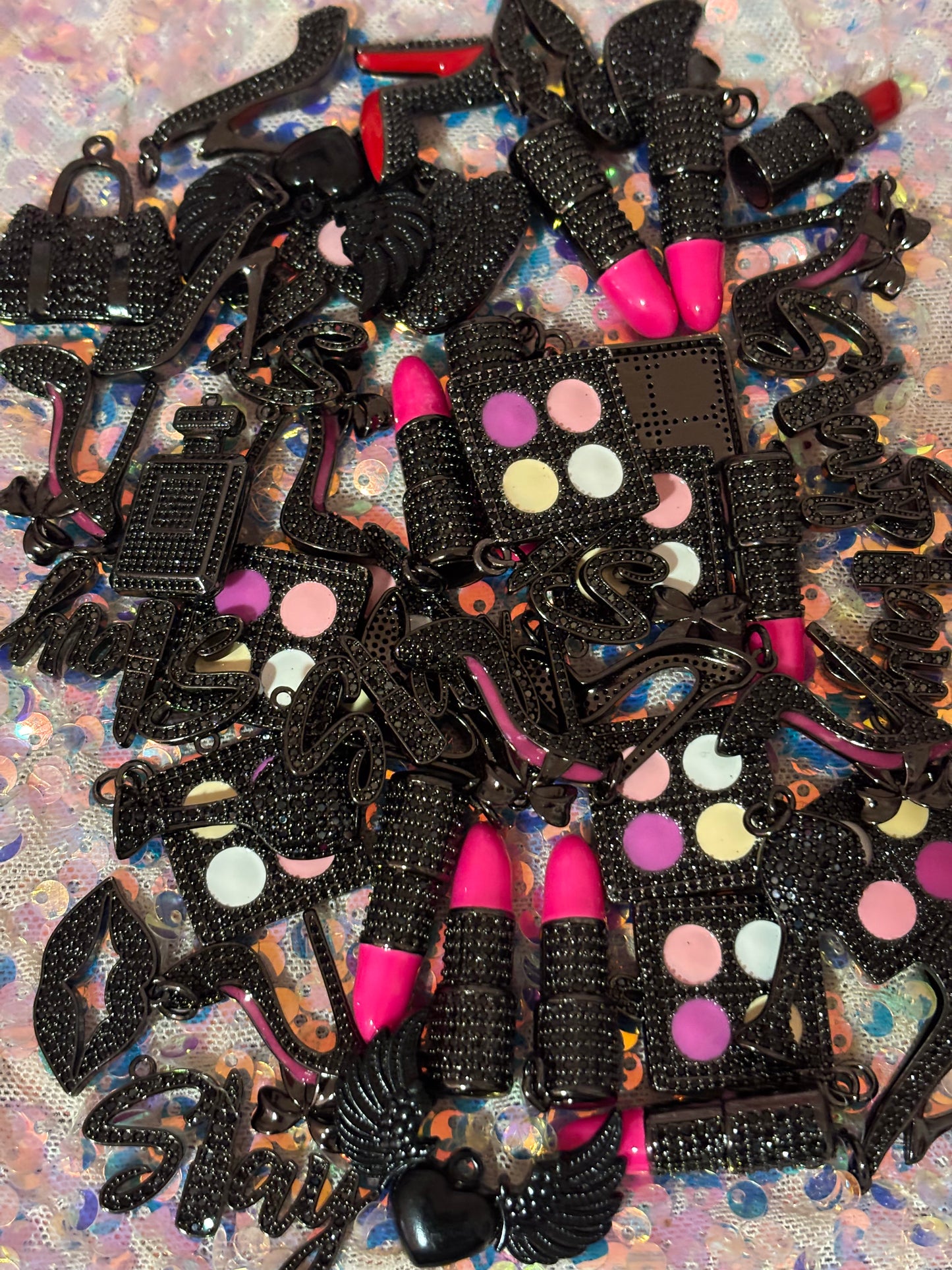 Black Bling Fashion Charms(set of 5)