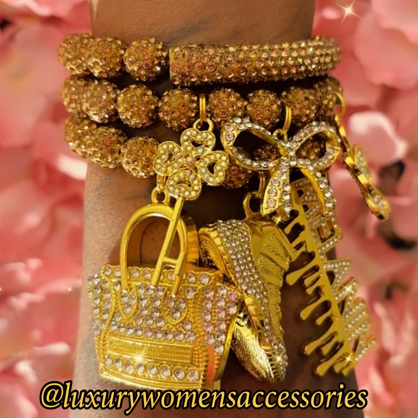 “LUX” Gold Beaded Bracelet Set(set of 3)