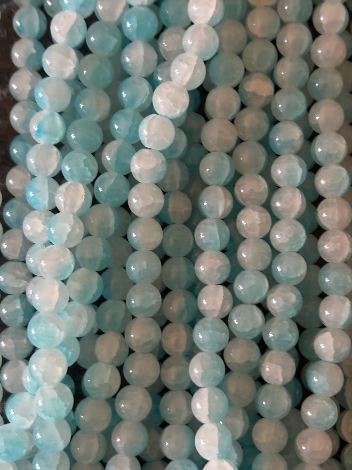 "Teal Blue/White"Beads(40ct.)