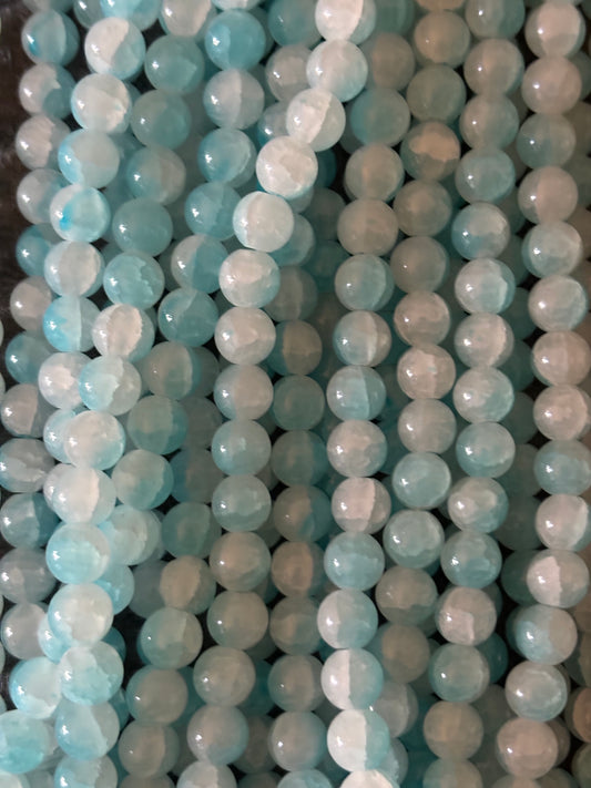 "Teal Blue/White"Beads(40ct.)