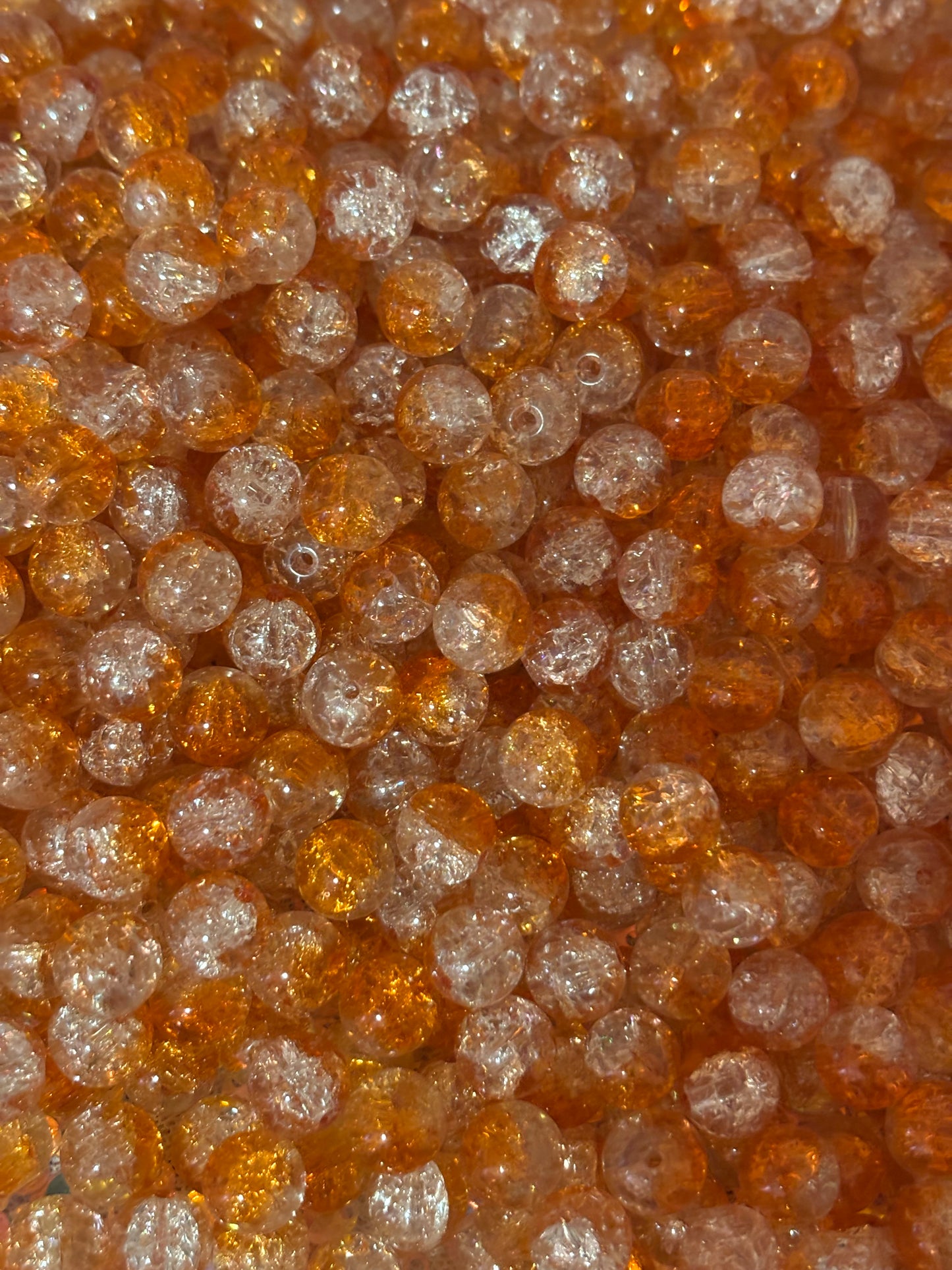 "Orange/Clear Crackle" Beads(40ct.)