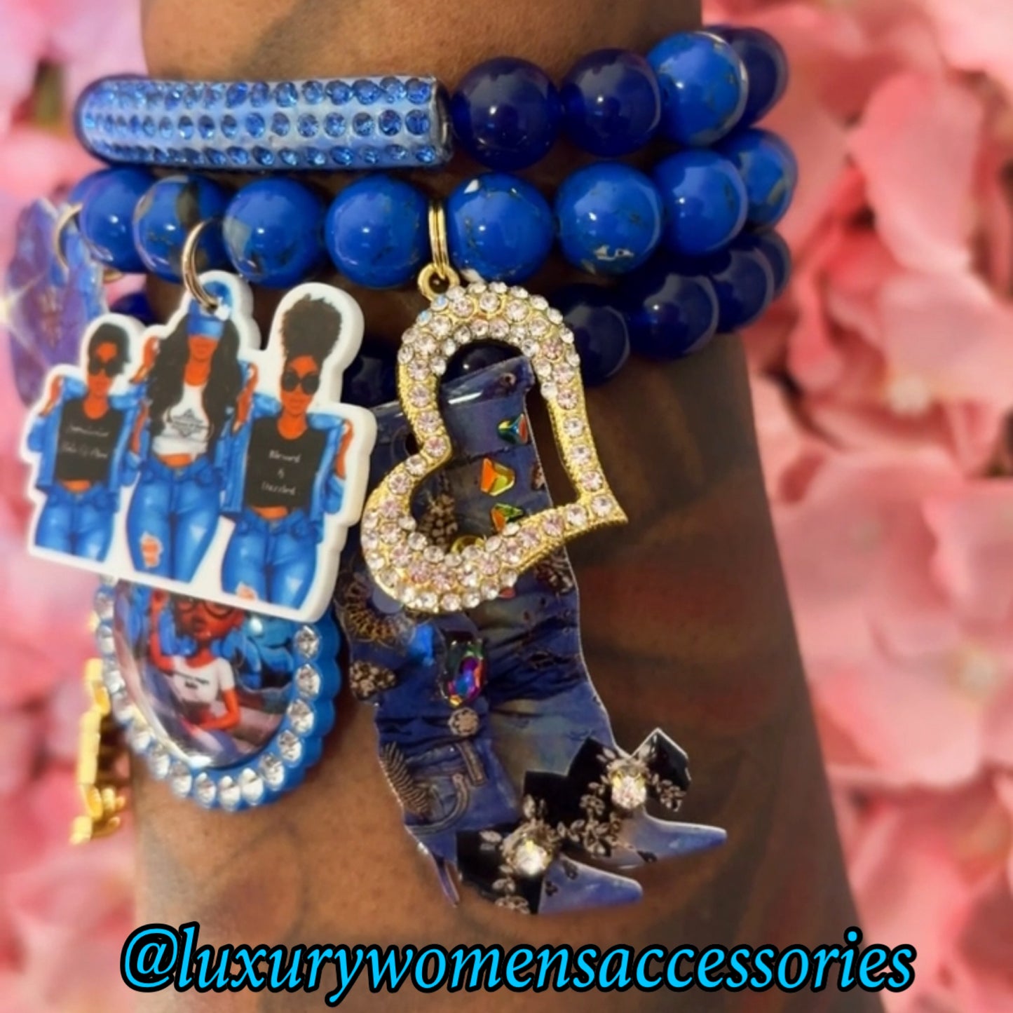 Blue “ Diva” Beaded Bracelet Set(set of 3)