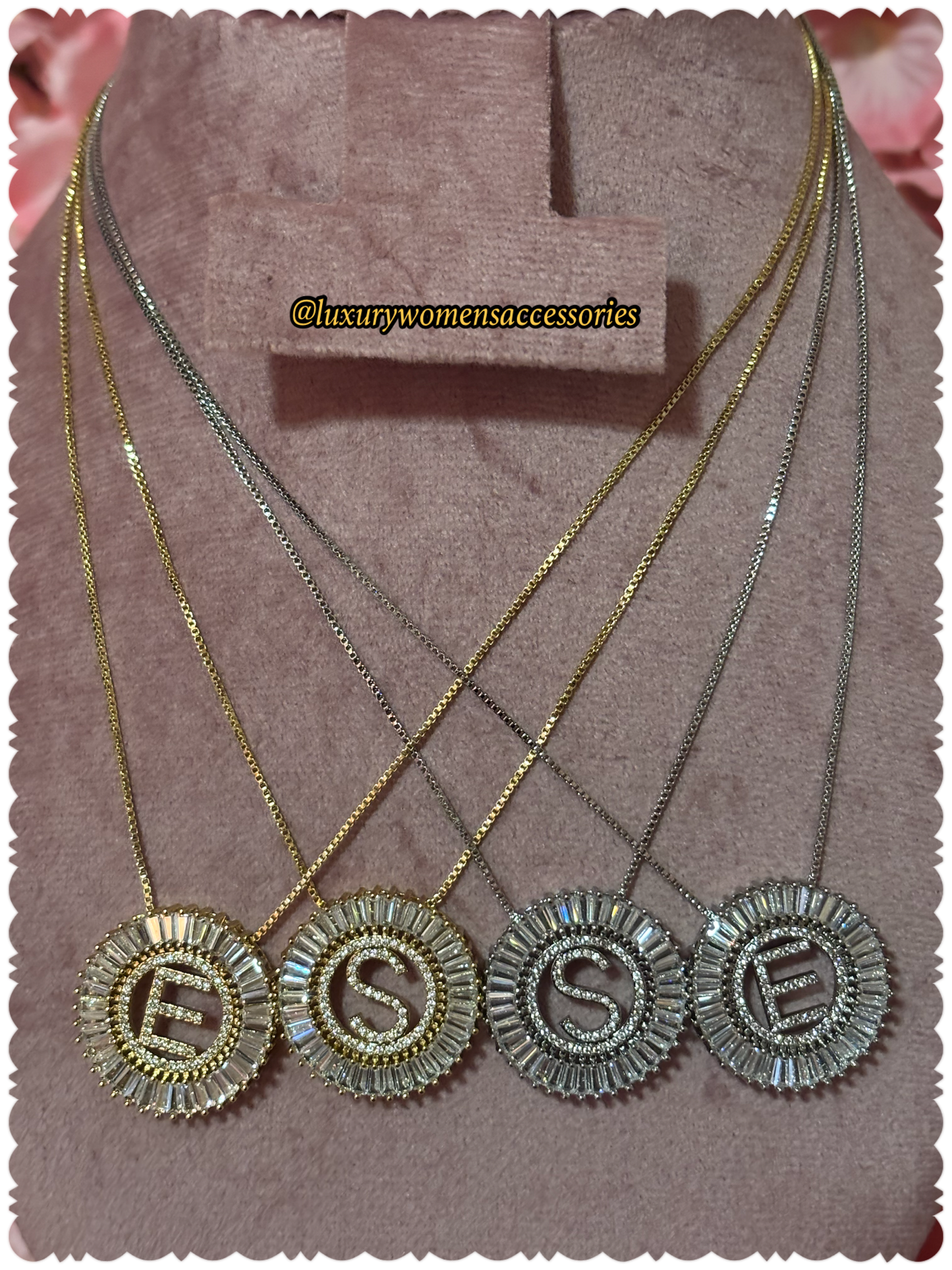 Chain Link CZ Inital Pendant Necklace