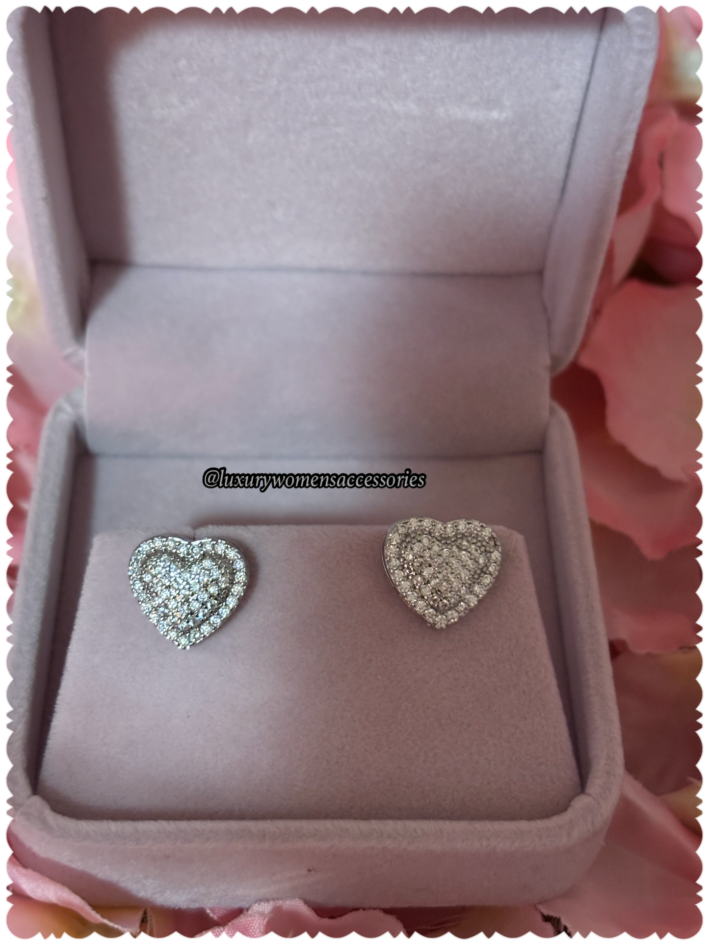 Silver Bling Heart Stud Earrings