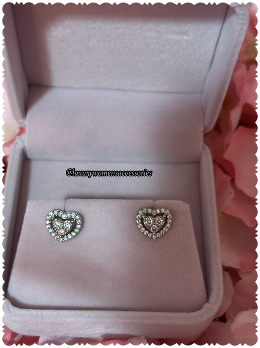 Luxurious Silver Mini Heart Earrings