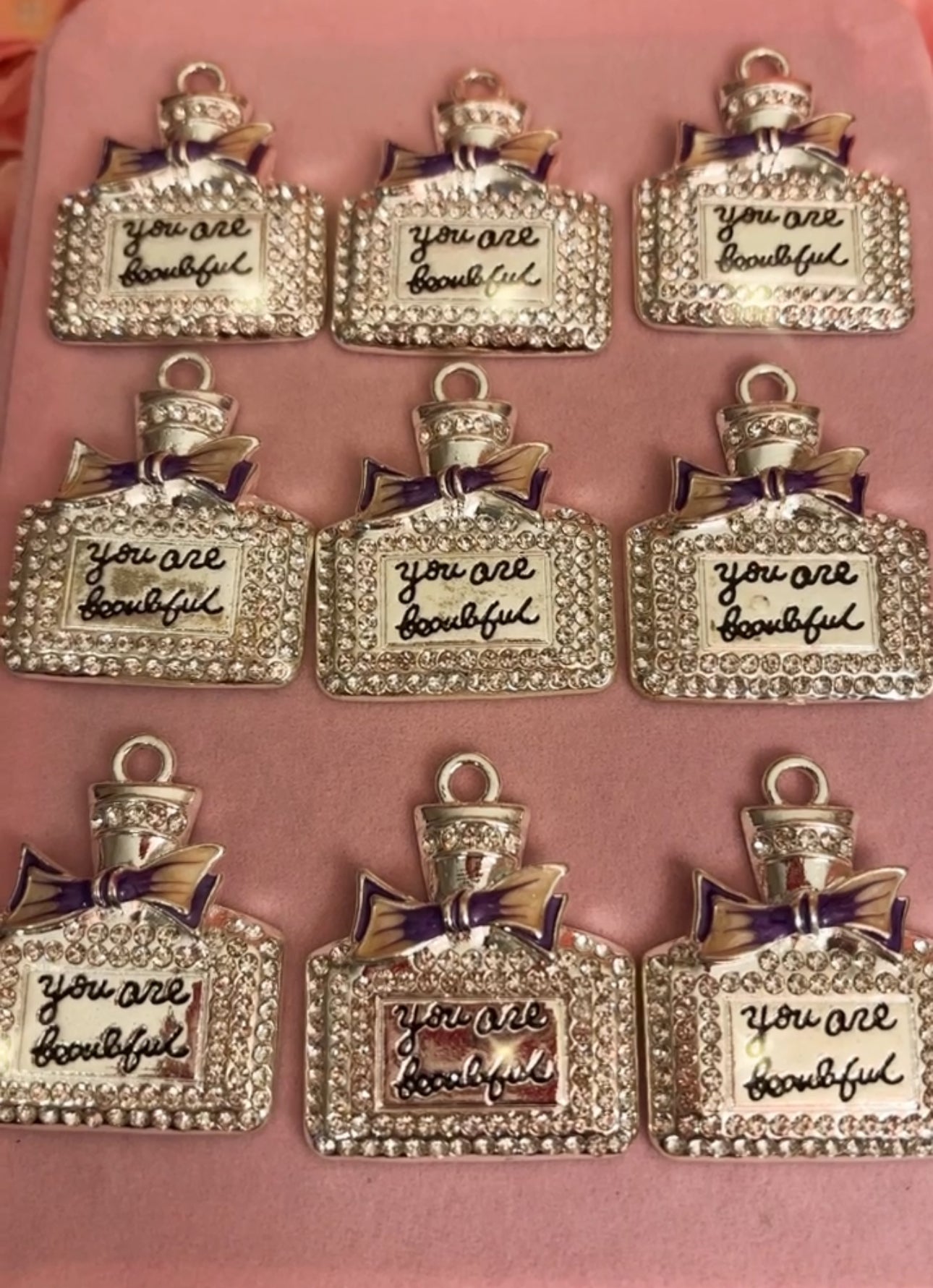 Silver/Purple  “You Are Beautiful” Charms(1pc.)