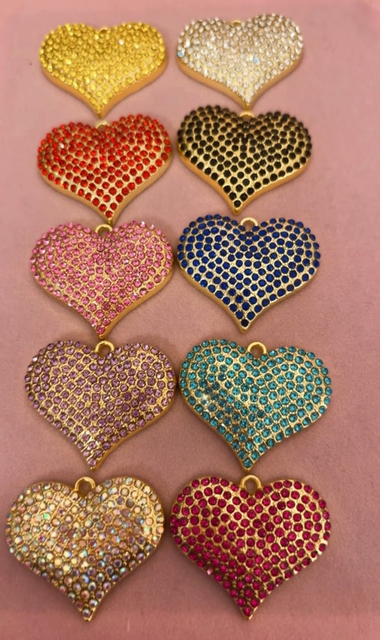 “Bling” Gold Color Heart Charms(1pc.)