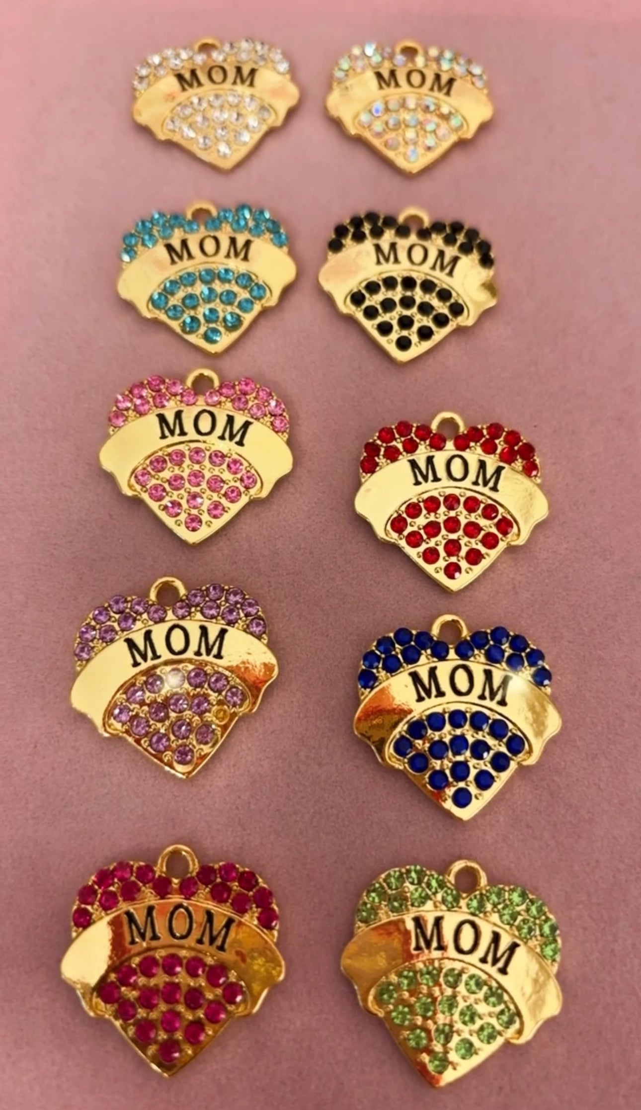 “Bling” Mom Heart Charms(1pc.)